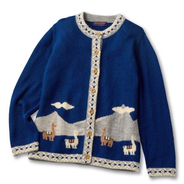 アンデスとアルパカのカーディガン